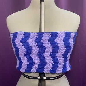 Blue and Purple Zig Zag Crochet Tube Top